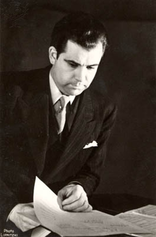 André Jolivet with score French Composer, 1905-1974